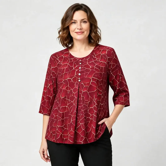 🛍️ 2026-os nyári kollekció plus size nőknek: rugalmas blúz texturált mintával és laza A-vonalú szabással 💐 Elrejti a pocakot és elegáns fazon | 3 szín, bővített méretek XL-8XL (50-120 kg)