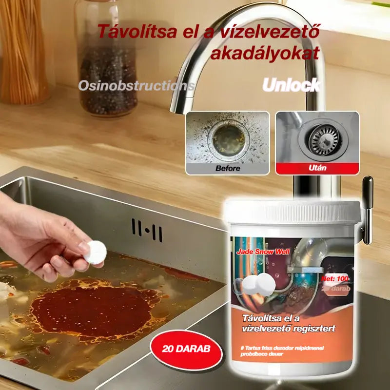 🔥50% KEDVEZMÉNY 【2 darab 9100 Ft】❤️ Hatékony pezsgőtisztító tabletták, amelyek gyorsan feloldják a zsíros haj okozta dugulásokat, kitisztítják a lefolyókat; szagtalanítóak és antibakteriálisak is.
