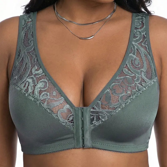 💕 Utolsó nap - 50% kedvezmény【3 részes szett】【L-4XL】😍 plus size push-up légáteresztő merevítős melltartó, varrás nélküli fazon elöl záródással, utánvétes fizetés