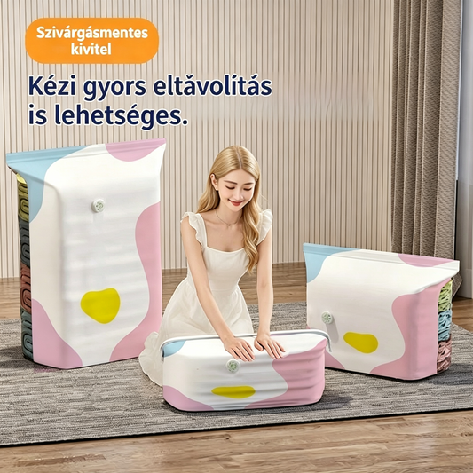 🧳【2000 Ft darabonként】💨 Nagy kapacitású, összenyomható vákuumos tárolózsák: Nincs szükség légpumpára, szivárgásmentes kialakítás, ideális helytakarékosságra a bőröndben és otthon ✈️