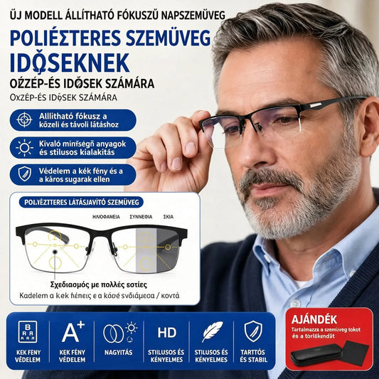 Új, félig keret nélküli olvasószemüveg középkorúak és idősek számára, zoom, multifokális, fényérzékeny, fotokromatikus és kékfény-blokkoló funkciókkal
