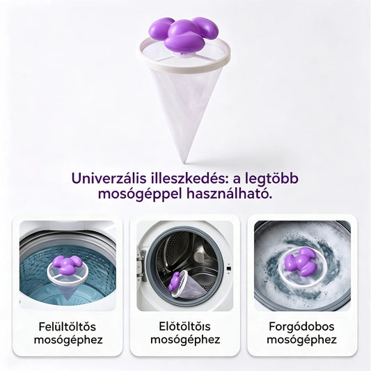 🌀 6 darabos csomag mindössze 7900 forintért ✨ Úszó mosógép szűrőháló — Hatékonyan felfogja a szöszöket, hajat és állatszőrt minden mosás során 🧺