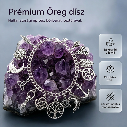 Női vintage charmos karkötő misztikus hangulattal – Mennyei, gótikus és bohém ékszerek 🔮✨