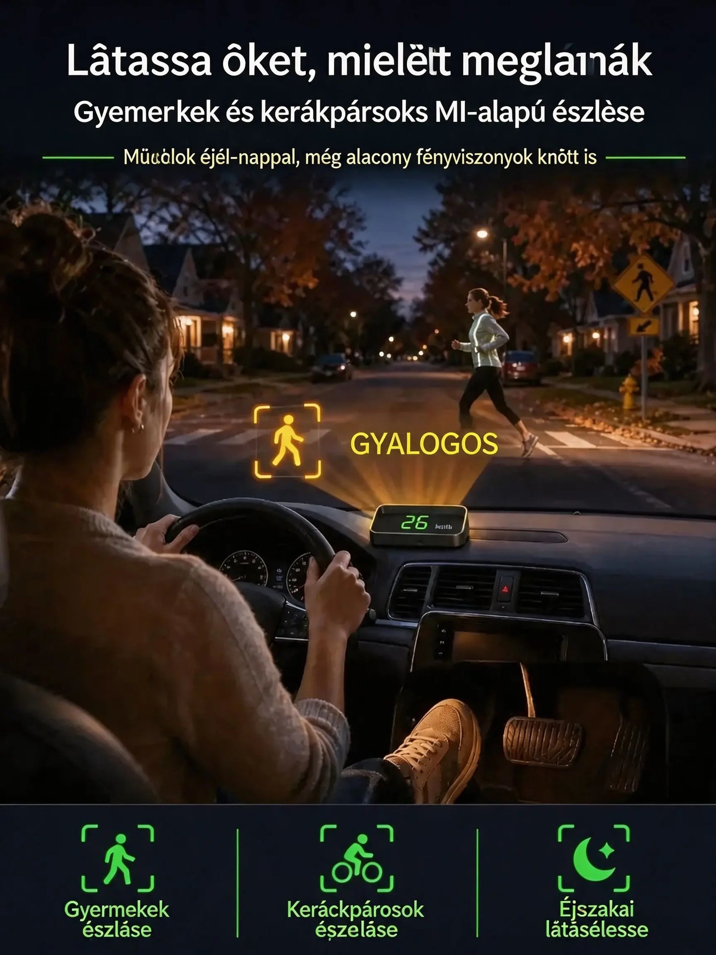 【Svájci katonai minőségű GPS navigációs "jegyelkerülő kütyü"】 Új GPS sebesség- és fordulatszámmérő (HUD/Head-Up kijelzővel) 【1 db 9400 forintért】 【USB port】