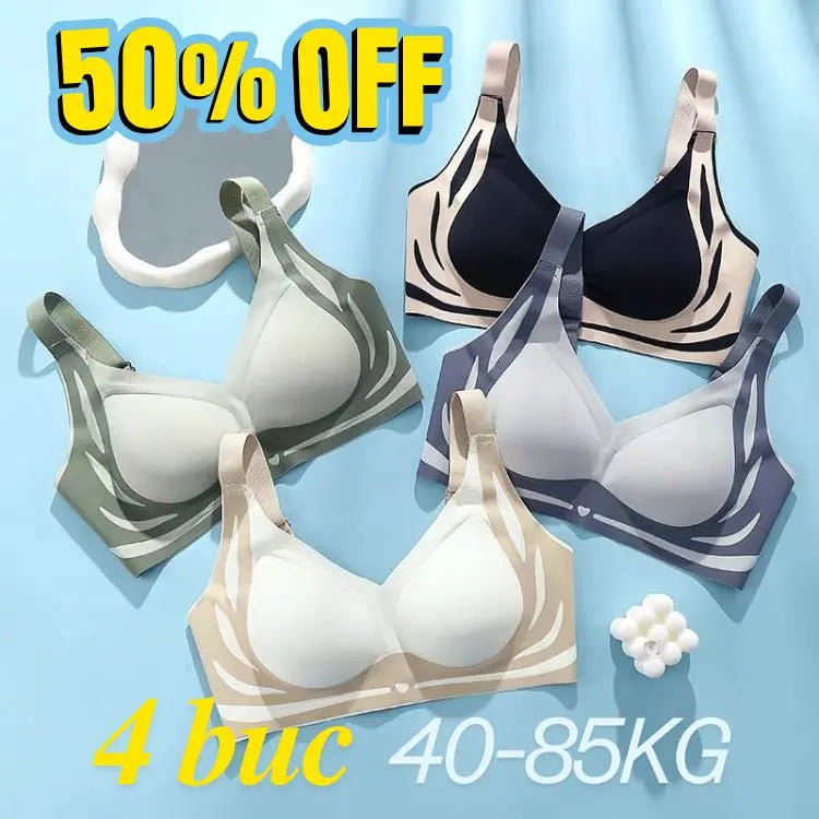 😍【4 darabos csomag】Női varrás nélküli, vezeték nélküli melltartó❤️【40-85kg】