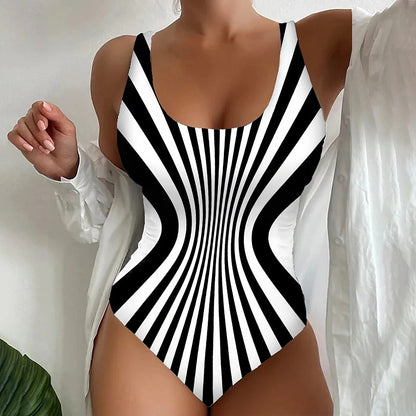 🏖️【Utolsó nap – 50% kedvezmény】🔥【Akciós ár】【S~8XL】Egyedi csíkos egyrészes fürdőruha