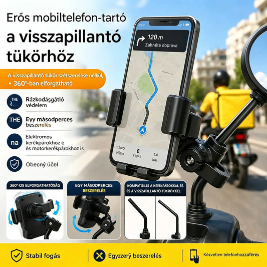 🔥【50% kedvezmény korlátozott ideig】🚴 Biztonságos fogású motoros telefontartó