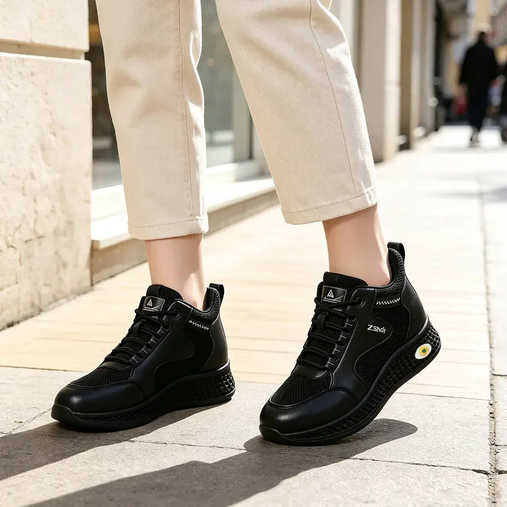 【35-41】👟Női fekete bőr bebújós munkacipő – csúszásgátló, párnázott – lélegző, könnyű és kényelmes