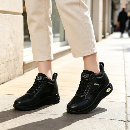 【35-41】👟Női fekete bőr bebújós munkacipő – csúszásgátló, párnázott – lélegző, könnyű és kényelmes