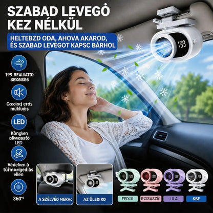 🌀 Kézhasználat nélküli ventilátor LED kijelzővel, beépített csipesszel és 199 állítható szinttel