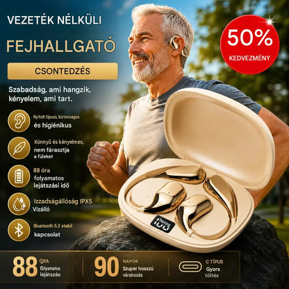 🔥【50% kedvezmény korlátozott ideig】🔋Vezeték nélküli Bluetooth fülhallgató beépített fülhorgos csontvezetés nélkül 🎙️🎧