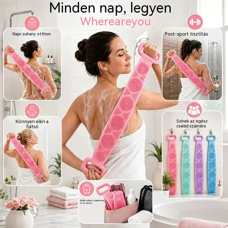 🔥Vásárolj 1-et, kapsz 1-et ingyen 🛁 Kétoldalas szilikon fürdőkesztyű – Extra hosszú testradír a könnyű háttisztításhoz