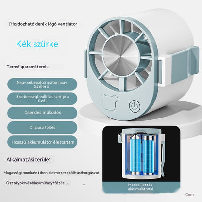 🔥【Vásároljon 1-et, kapjon 1-et ingyen】🌀 Nagy sebességű mini ventilátor, amely derékra rögzíthető.