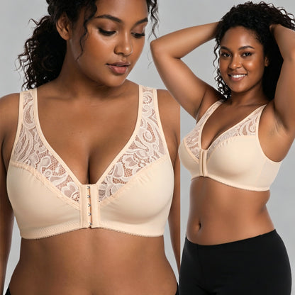 💕 Utolsó nap - 50% kedvezmény【3 részes szett】【L-4XL】😍 plus size push-up légáteresztő merevítős melltartó, varrás nélküli fazon elöl záródással, utánvétes fizetés