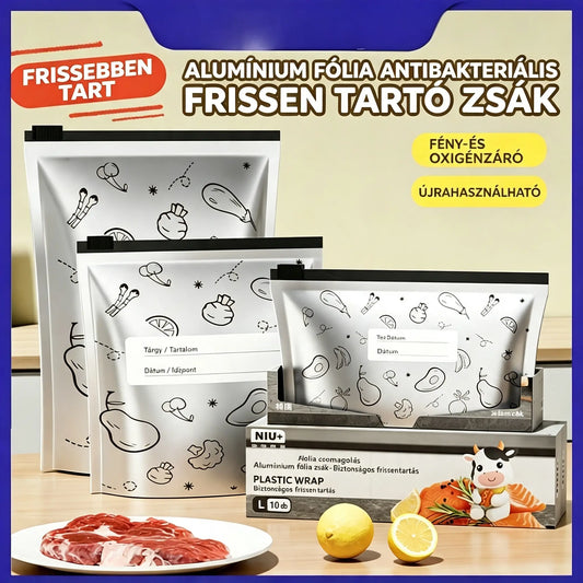 🔥🔥Összesen 30 antibakteriális alumíniumfólia zacskó, szuper könnyen használható, a frissesség megőrzése érdekében.