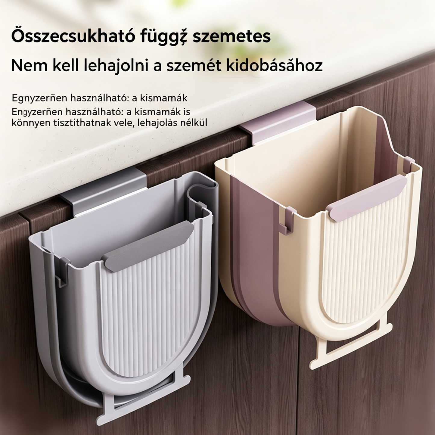 🗑️🚪Összecsukható, függő konyhai szemetes, függő szemetes háztartási szekrényajtókra