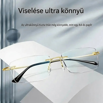 Kiváló minőségű, ultrakönnyű, keret nélküli, professzionális szemüveg nagy felbontással és kékfény elleni védelemmel - unisex