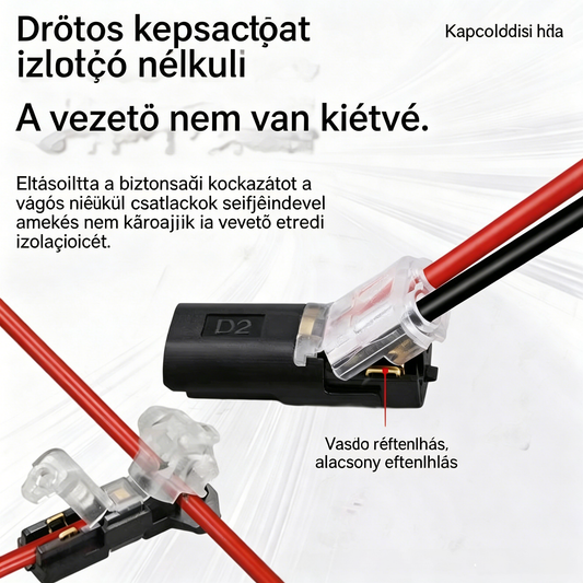 🔥50% off【1000 darab raktáron】⚡️Csupaszodásmentes kábelcsatlakozó reteszelő csattal, biztonsági zárral és csúszásgátló bevonattal