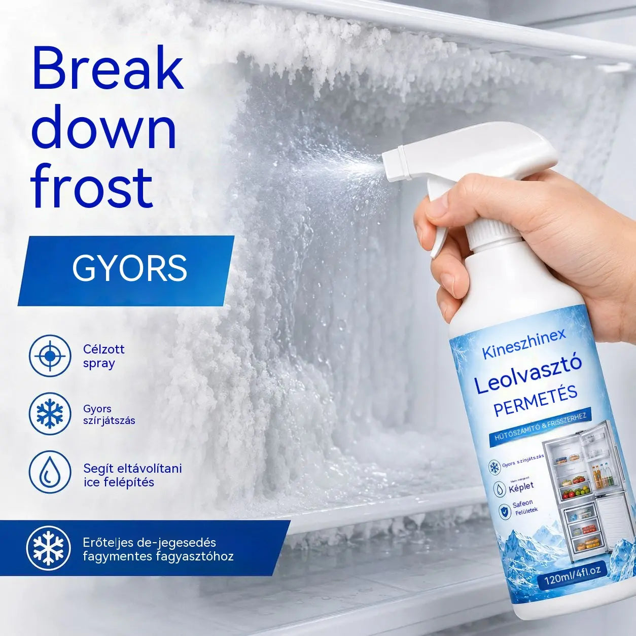 🔥【2 üveg 9600】❄️ Új jégtelenítő spray 2026 🧡 Gyorsan eltávolítható jég a fagyasztóból