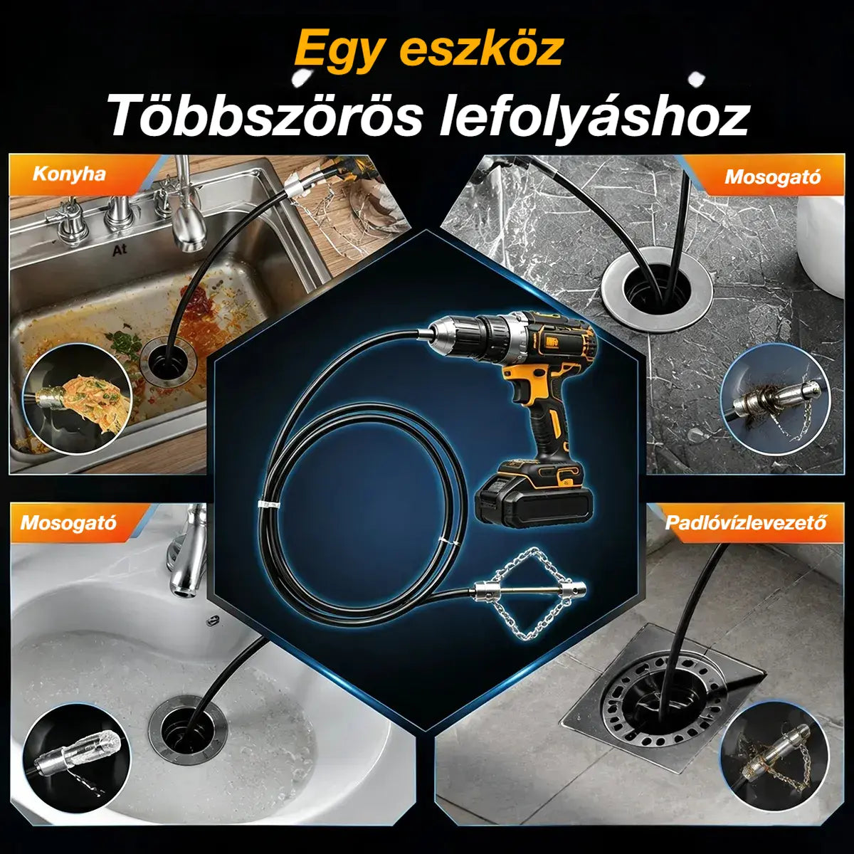 🔥【Korlátozott ideig féláron】🏠Eszközök a lefolyók és WC-k dugulásának megszüntetéséhez
