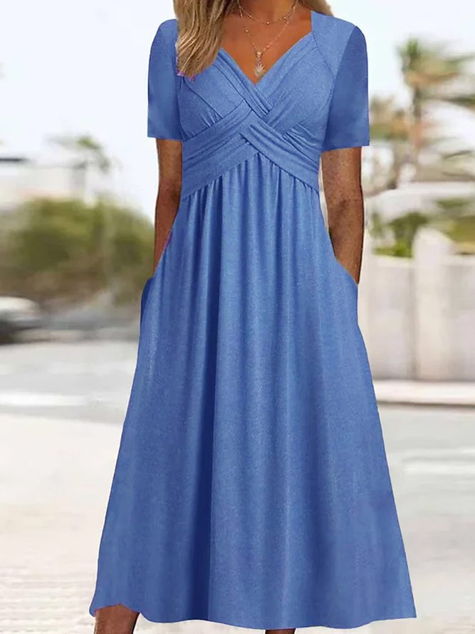 🔥🔥【50% KEDVEZMÉNY】👗【S-3XL】Tiszta színű, középhosszú, lezser ruha