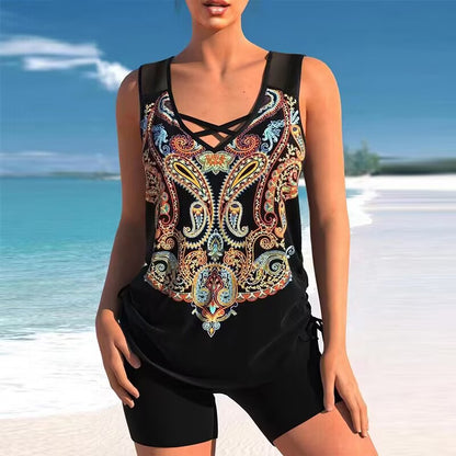 【 S-5XL】🩱Modern etnikai mintás kétrészes fürdőruha🌊