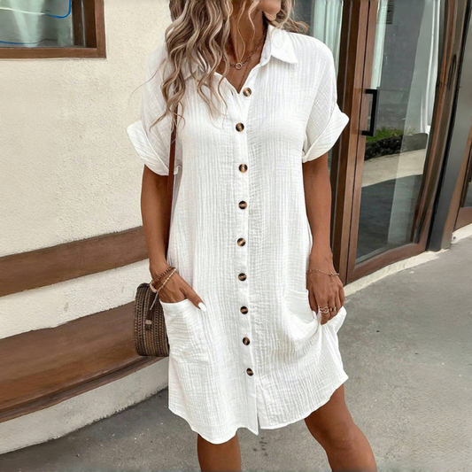👗【S-2XL】Könnyű nyári ruha egyszerű stílusban - kényelmes, lélegző és előnyösen illeszkedik az alakhoz.