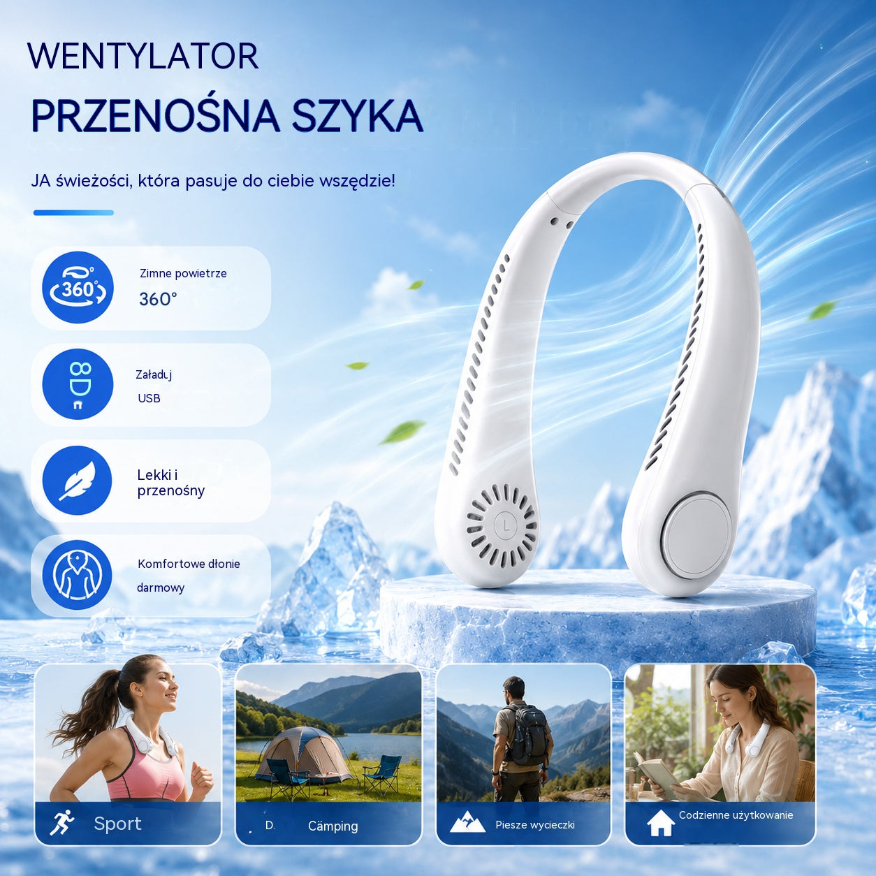 🔥[Korlátozott ideig 50% kedvezmény]💨 360°-os nyakventilátor – Csendes és könnyű, az ideális választás nyárra 🌞