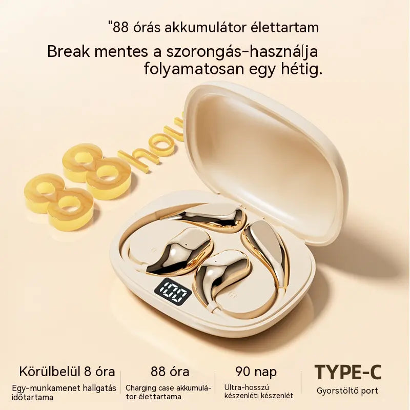 🔥【50% kedvezmény korlátozott ideig】🔋Vezeték nélküli Bluetooth fülhallgató beépített fülhorgos csontvezetés nélkül 🎙️🎧