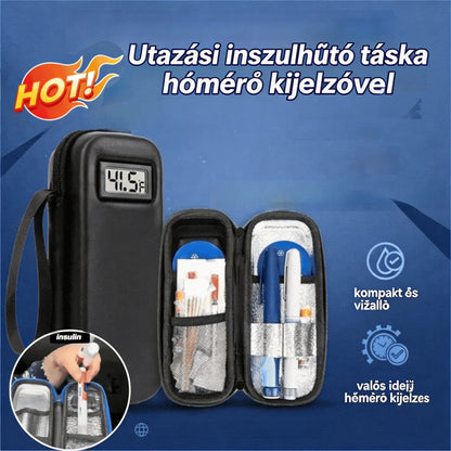 ❄️🧳 Inzulin utazó hűtőtáska hőmérsékletkijelzővel 📊