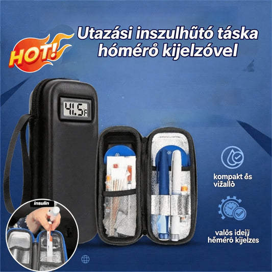 ❄️🧳 Inzulin utazó hűtőtáska hőmérsékletkijelzővel 📊