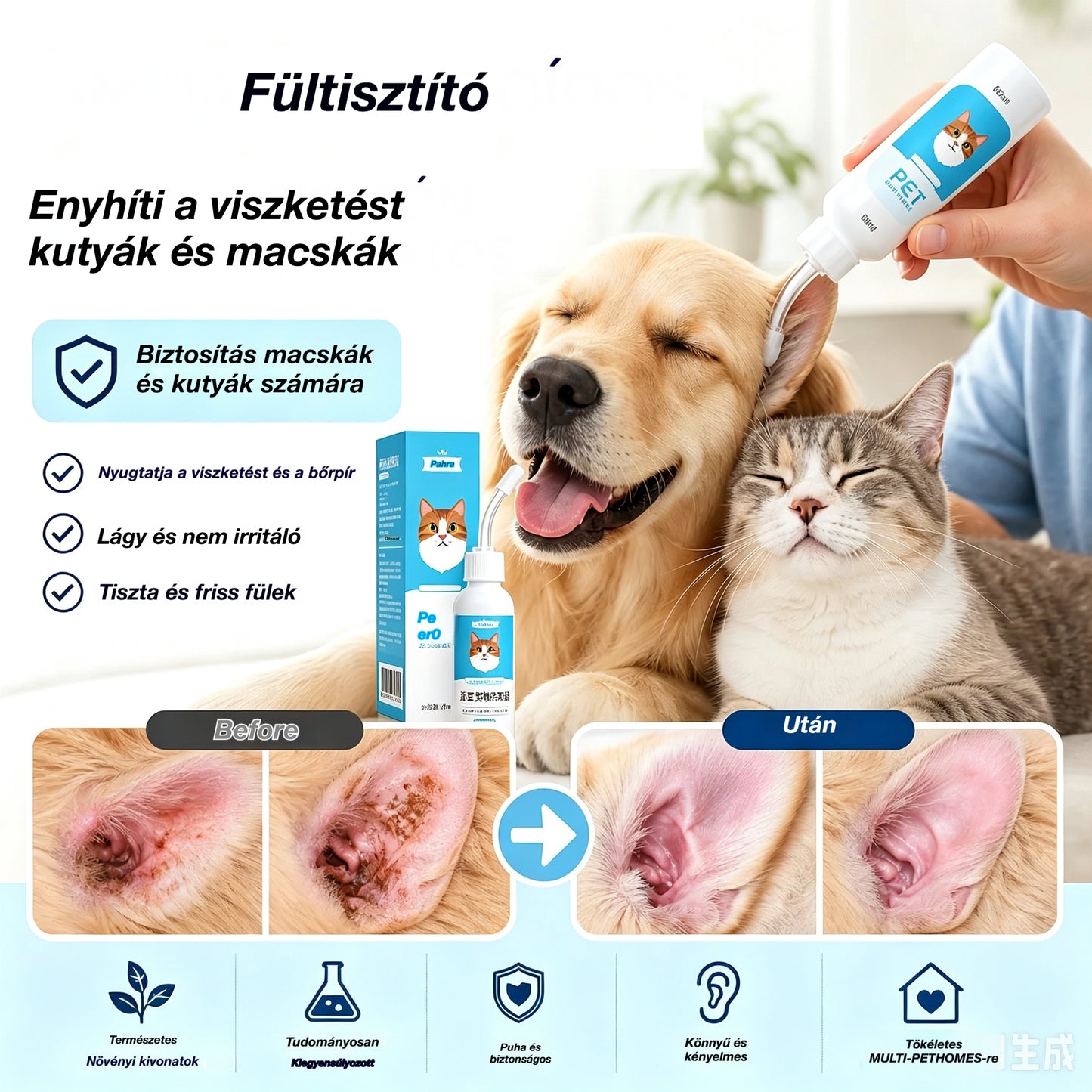 🐶2 tétel 9400 Ft.🐱 Fültisztító kutyák és macskák fülviszketésének enyhítésére.