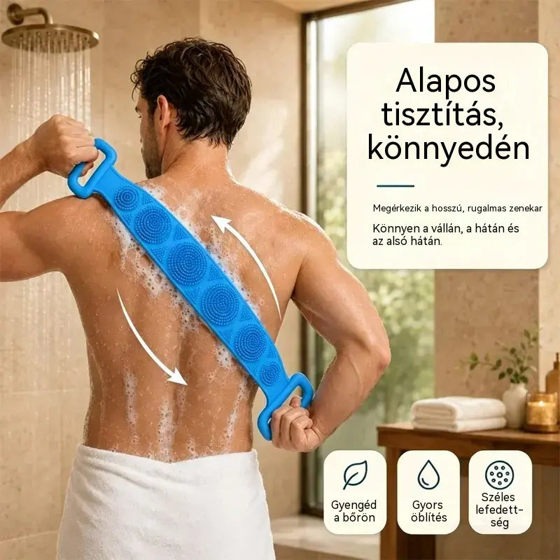 🔥Vásárolj 1-et, kapsz 1-et ingyen 🛁 Kétoldalas szilikon fürdőkesztyű – Extra hosszú testradír a könnyű háttisztításhoz