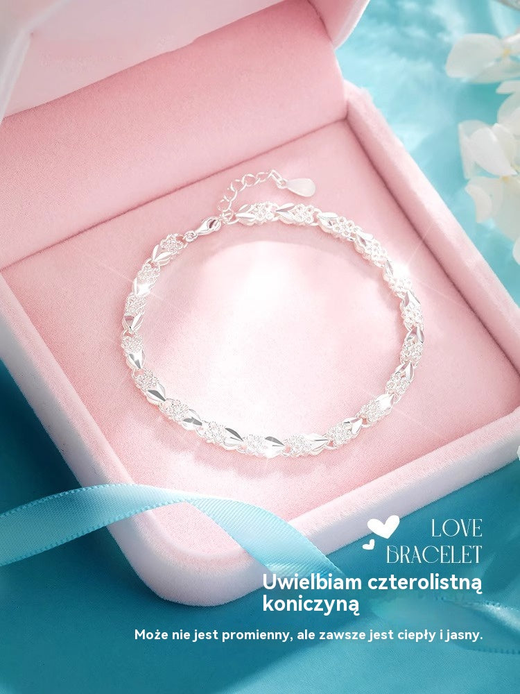 😀Kup 1 i otrzymaj 1 gratis👉🍀Uwielbiam nową modną bransoletkę ze srebra próby 925 z czterolistną koniczyną dla kobiet