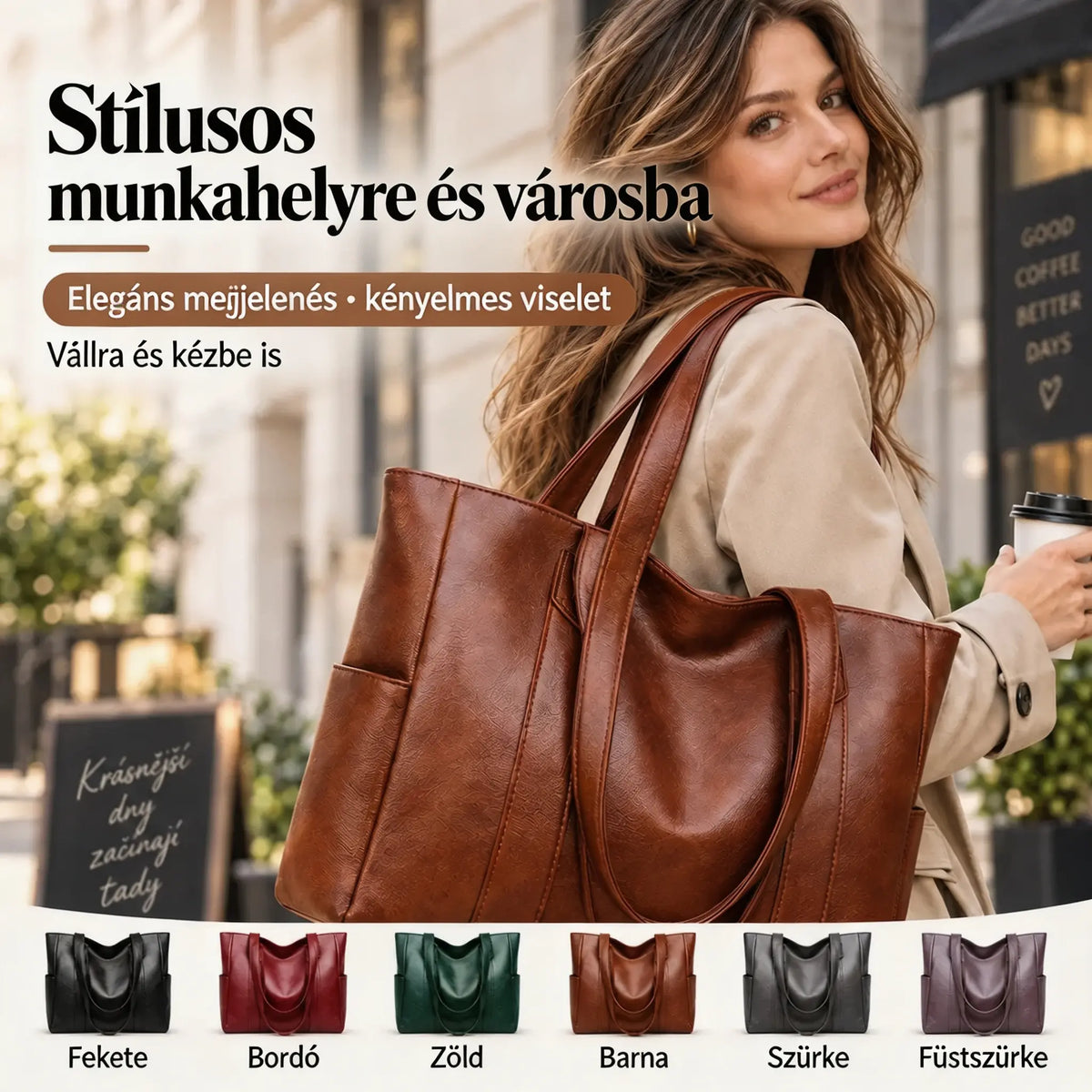 👜 Új női, puha bőr válltáska ✅