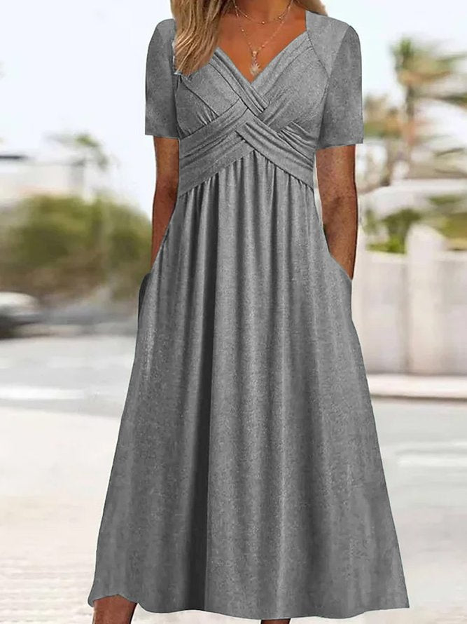 🔥🔥【50% KEDVEZMÉNY】👗【S-3XL】Tiszta színű, középhosszú, lezser ruha