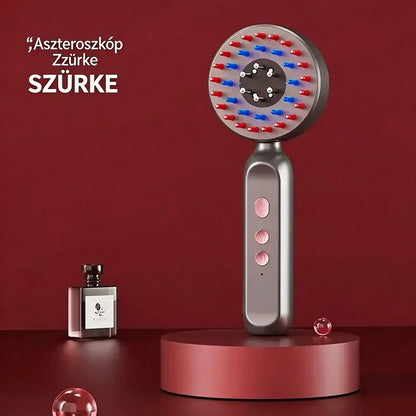 🙎‍♀️👍Piros és kék fényvezető folyékony mikroáramos spray hajnövekedéshez, vibráló elektromos masszázsfésű, fejbőr illóolaj, hajápoló készülék