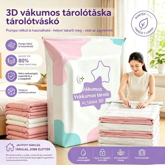 🧳【5 darabos készlet】💨 Nagy kompressziós vákuumzsák: nincs szükség pumpára, légmentesen záródik, és tökéletes a helytakarékossághoz a bőröndökben és otthon ✈️