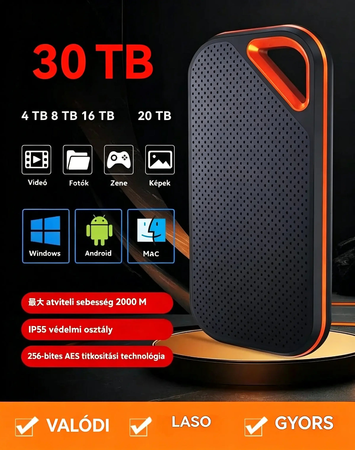 【Utolsó nap 🔥50% kedvezmény】💥【32 TB】 Nagy sebességű, nagy kapacitású mobil merevlemez