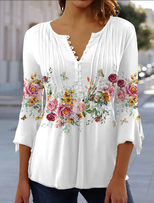 🔥Oferta ograniczona czasowo🔥Moda damska Koszulka z nadrukiem V-neck