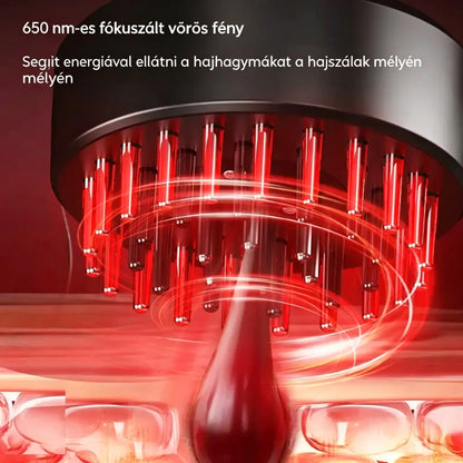 🙎‍♀️👍Piros és kék fényvezető folyékony mikroáramos spray hajnövekedéshez, vibráló elektromos masszázsfésű, fejbőr illóolaj, hajápoló készülék