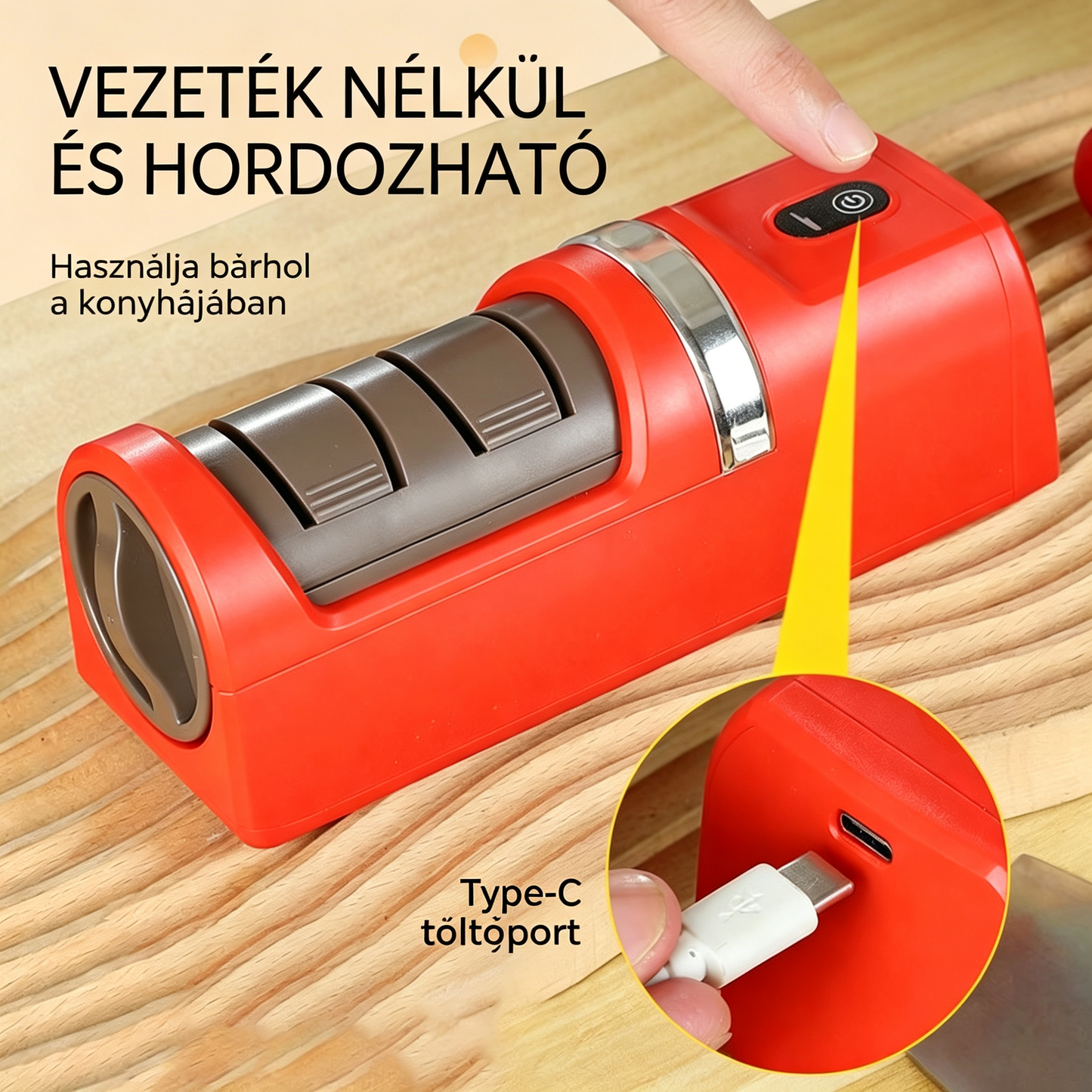 ⏳ 50% kedvezmény! 🔪 Multifunkcionális, akkus elektromos késélező, újratölthető ✨