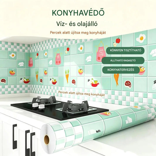 🔥【50% kedvezmény korlátozott ideig】Olajálló matricák konyhába, vízálló öntapadós tapéta, konyhapultvédő.