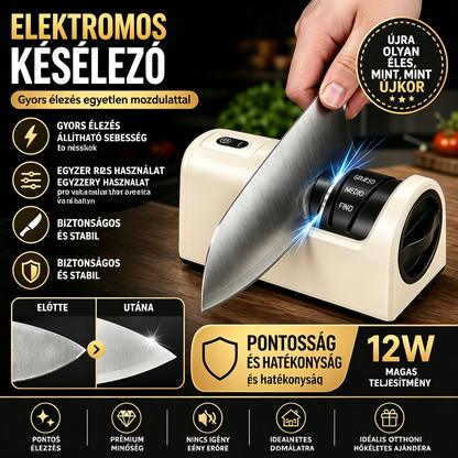 ⏳ 50% kedvezmény! 🔪 Multifunkcionális, akkus elektromos késélező, újratölthető ✨