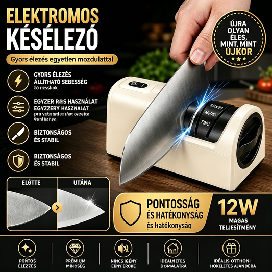 ⏳ 50% kedvezmény! 🔪 Multifunkcionális, akkus elektromos késélező, újratölthető ✨