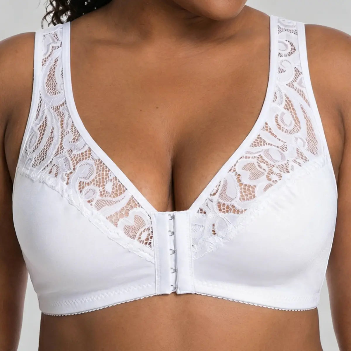 💕 Utolsó nap - 50% kedvezmény【3 részes szett】【L-4XL】😍 plus size push-up légáteresztő merevítős melltartó, varrás nélküli fazon elöl záródással, utánvétes fizetés