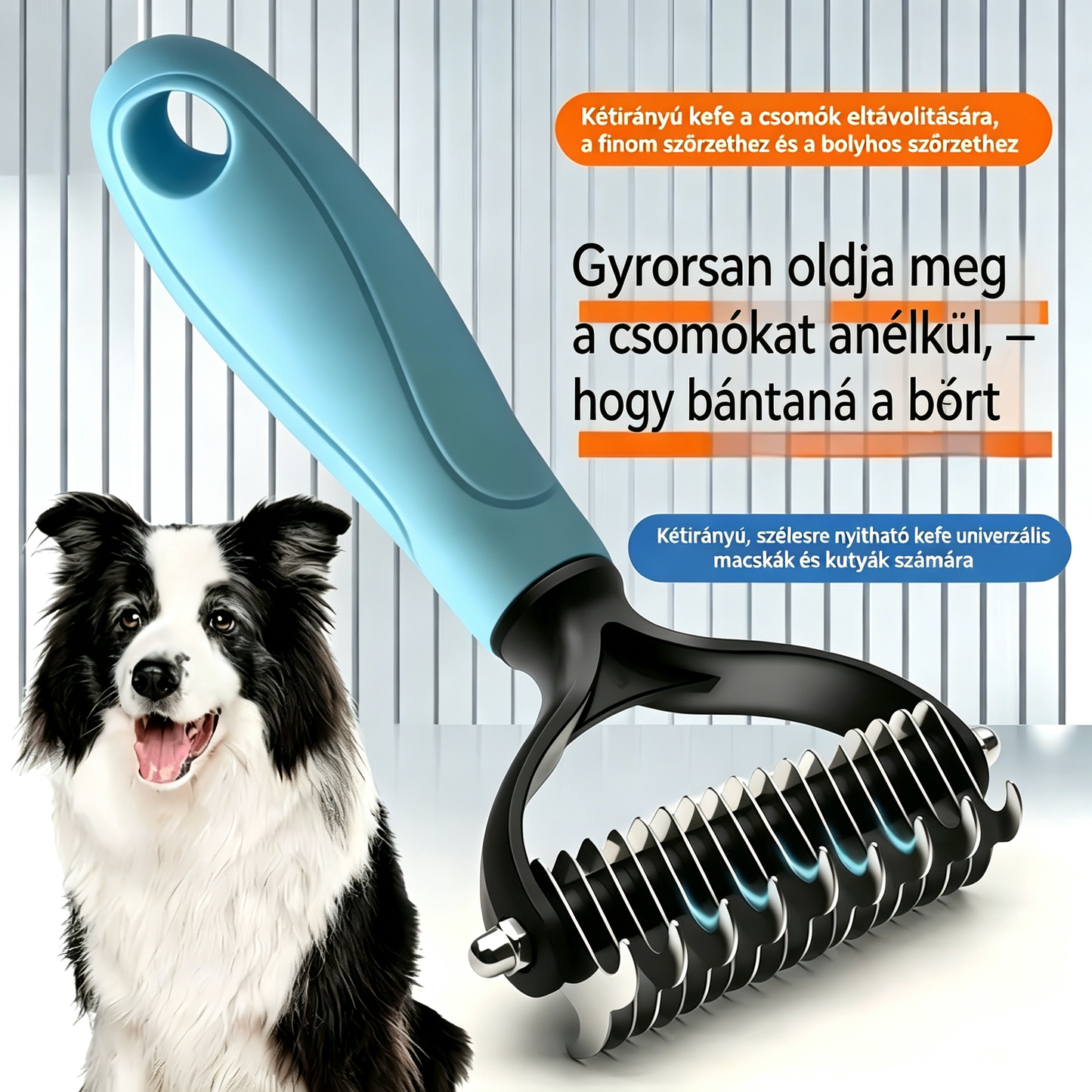 🐾🐱【Vásárolj 1-et, kapsz 2-t ingyen!】 Állatszőr-eltávolító kefe: ✨A kétoldalas, lekerekített kefefej gyorsan kibontja és eltávolítja a kihullott szőrt anélkül, hogy károsítaná kedvenced bőrét💖