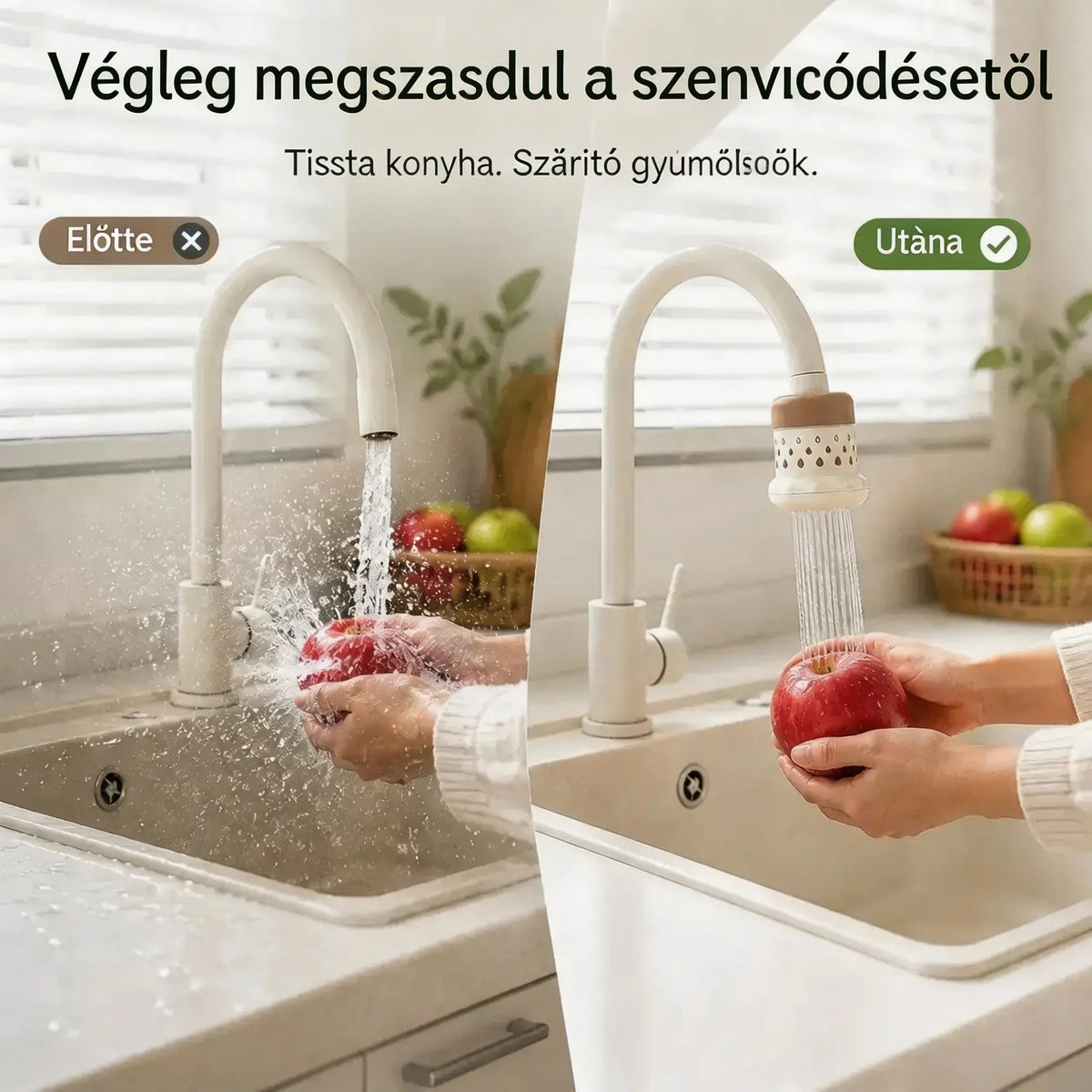 💦 Cseppmentes csapszűrő -360° – Takarítson meg vizet és mosson hatékonyabban