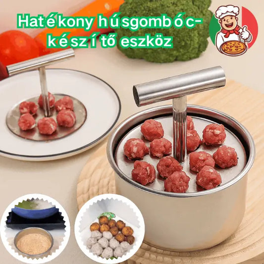 Rozsdamentes acél húsgolyó formázó, praktikus konyhai eszköz – ideális hús- és halgolyókhoz