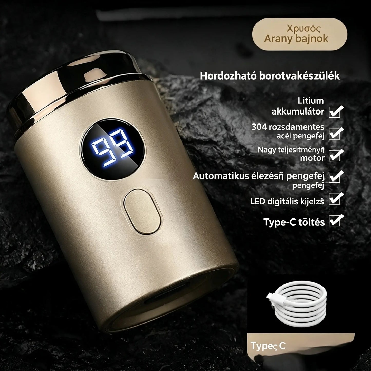 🔥Legnagyobb ajánlat: 50% KEDVEZMÉNY🔥Erőteljes mini elektromos borotva férfiaknak digitális kijelzővel